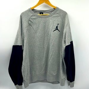 AIR JORDAN SWEATSHIRT MENS SIZE XXL JUMPMAN CREWNECK GRAY BLACK SWEATSHIRT
